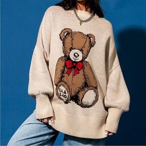 Dressed in LALA Cream Teddy Bear Sweater